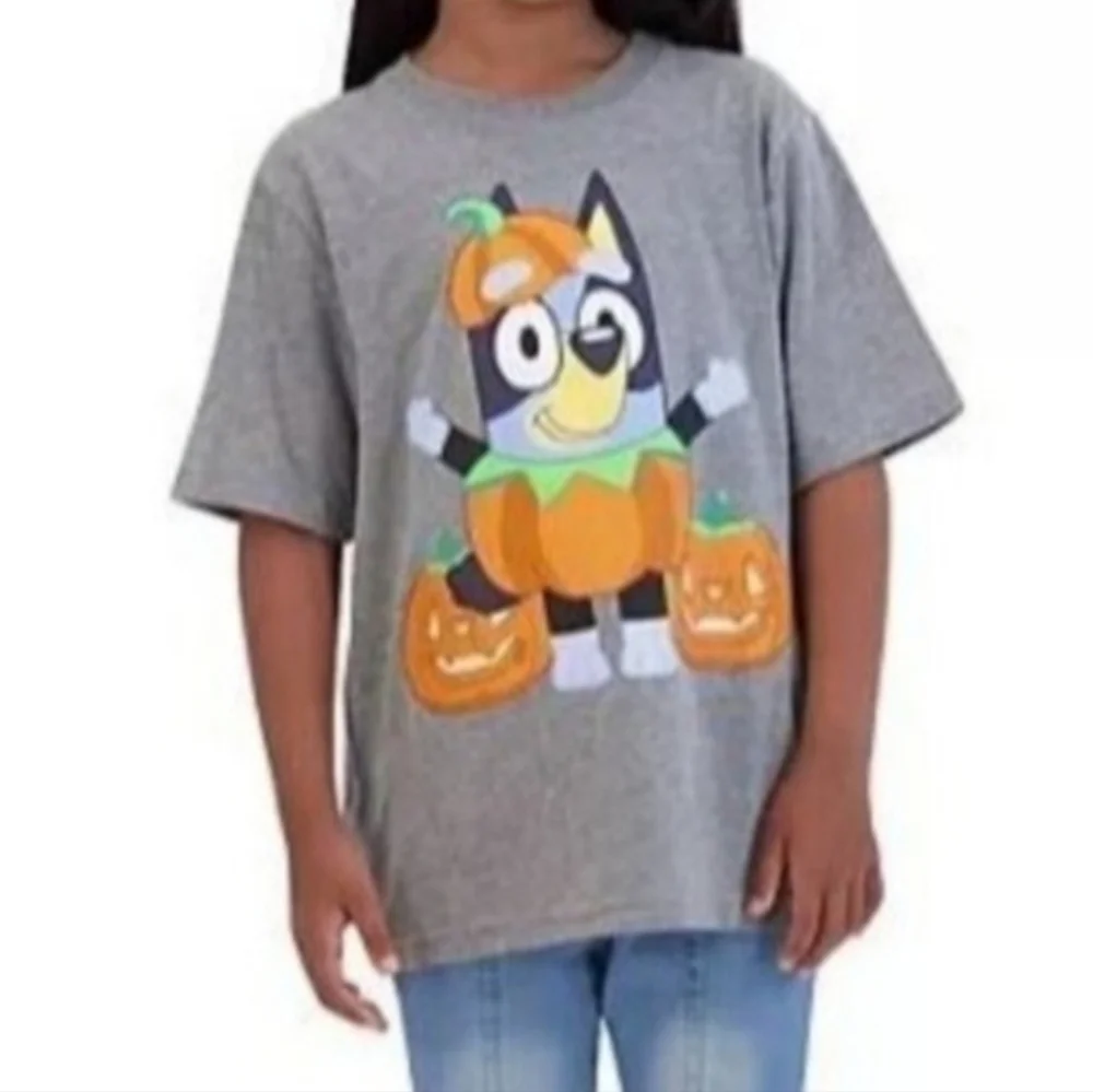 Bluey Unisex Pumpkin Halloween T-Shirt Gray 8